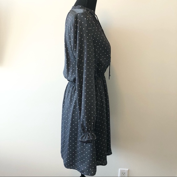 Dark grey long-sleeve polka dot dress - Picture 4 of 10